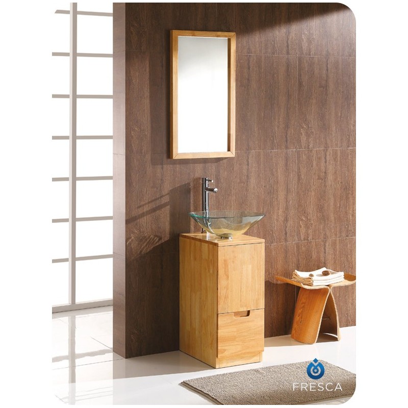 Fresca FVN6117NW Brilliante Modern Bathroom Vanity Set with Mirror in Natural Wood