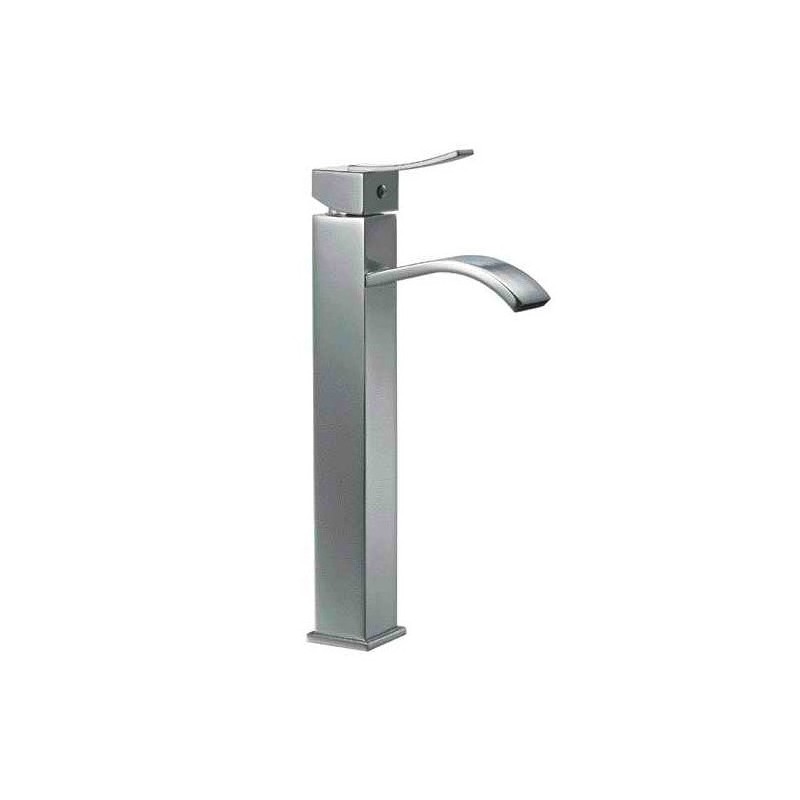 ALFI Brand AB1158-BN Tall Brushed Nickel Tall Square Body Curved Spout Single Lever Bathroom Faucet