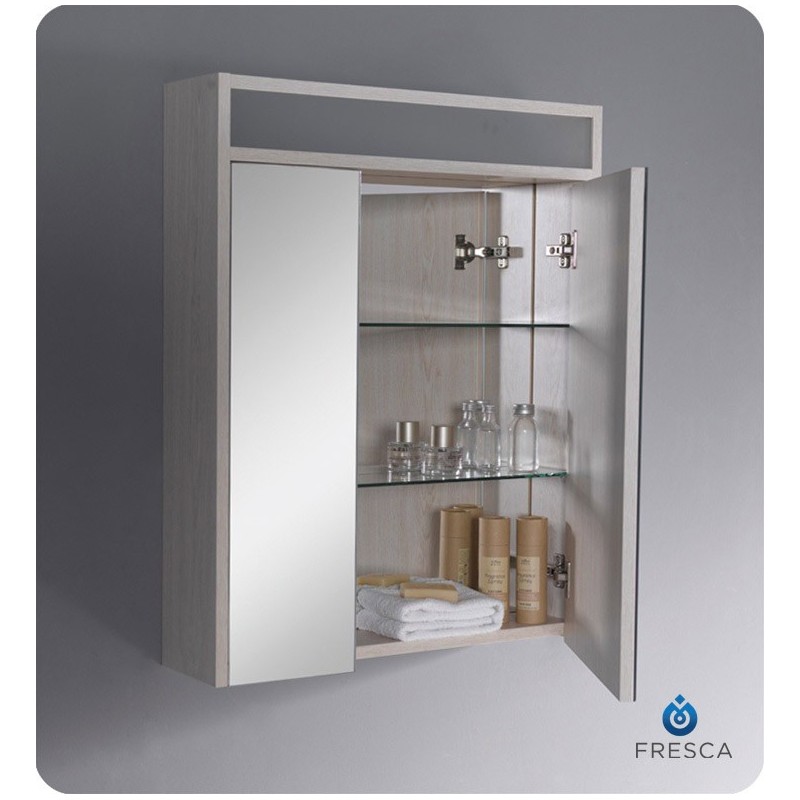Fresca FMC3001 Light Oak Bathroom Medicine Cabinet with Three Level Shelving
