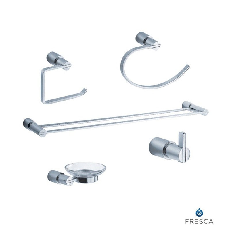 Fresca FAC0100-D Magnifico 5 Piece Bathroom Accessory Set in Chrome with Double Towel Bar
