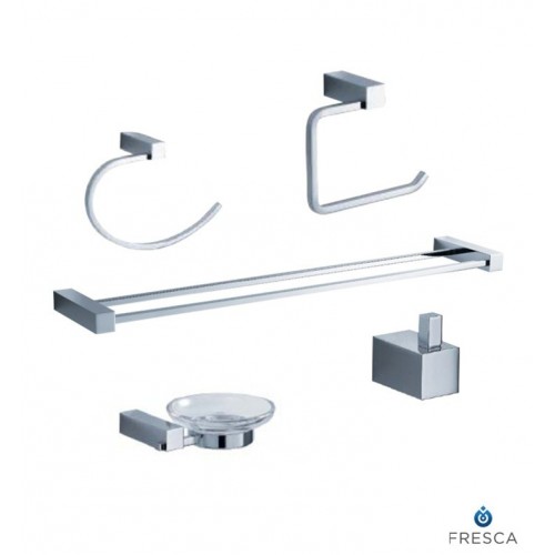 Fresca FAC0400-D Ottimo 5 Piece Bathroom Accessory Set in Chrome with Double Towel Bar