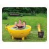 ALFI Brand FireHotTub-YE Round Fire Burning Portable Outdoor Yellow Fiberglass Soaking Hot Tub