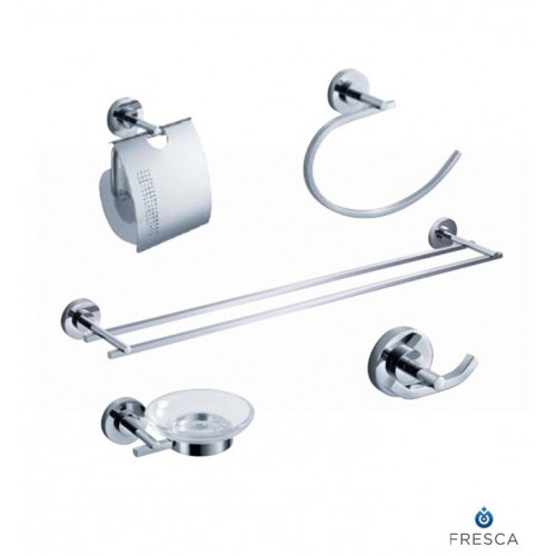 Fresca FAC0800-D Alzato 5 Piece Bathroom Accessory Set in Chrome with Double Towel Bar