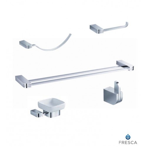 Fresca FAC1300-D Solido 5 Piece Bathroom Accessory Set in Chrome with Double Towel Bar