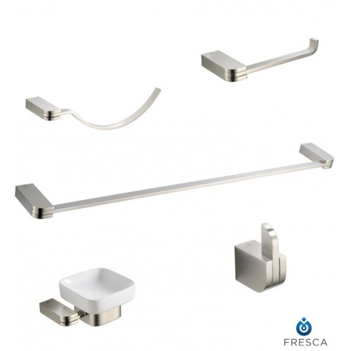Fresca FAC1300BN Solido 5 Piece Bathroom Accessory Set in Brushed Nickel