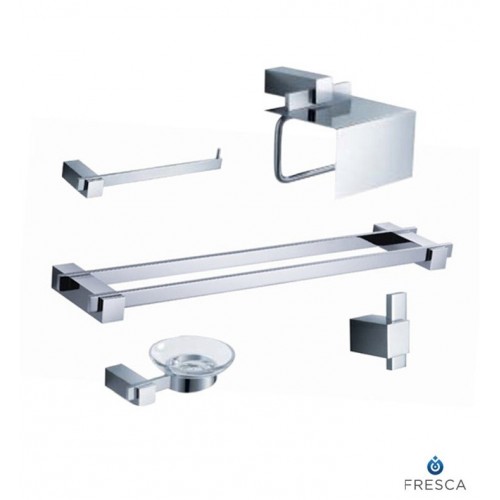 Fresca FAC1400-D Ellite 5 Piece Bathroom Accessory Set in Chrome with Double Towel Bar