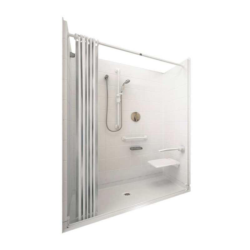 Ella 6030BF5P-ELW Elite White Barrier Free Roll In Shower Kit - 60" x 30"