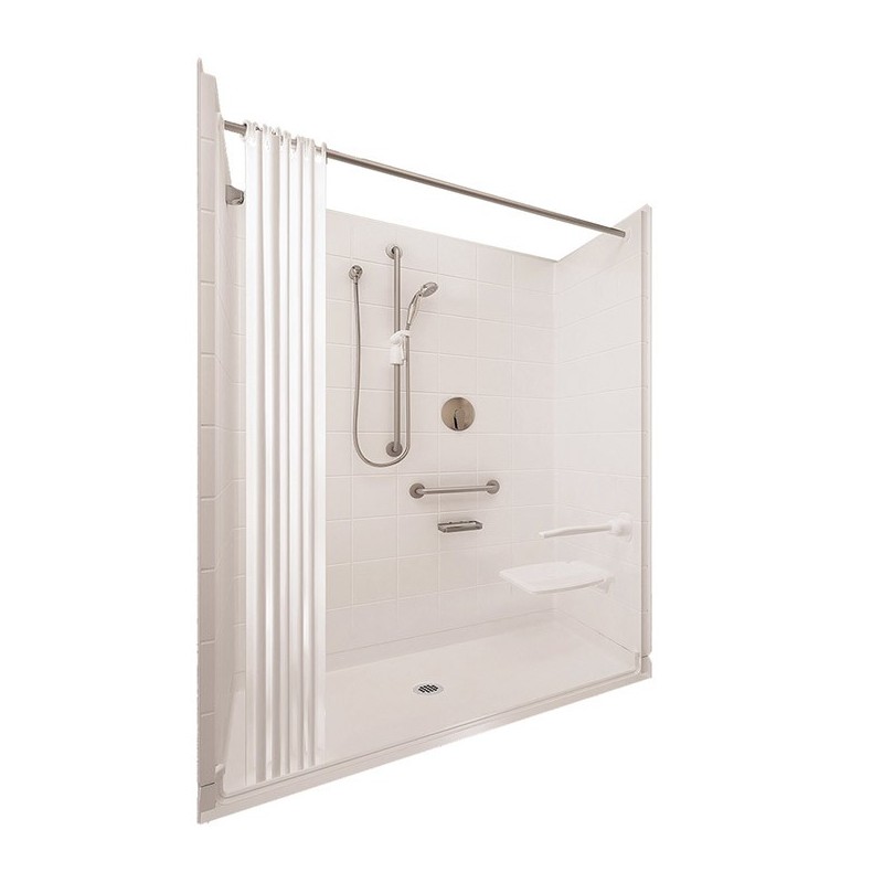 Ella 6036BF5P-ELS Elite Satin Barrier Free Roll In Shower Kit - 60" x 36"