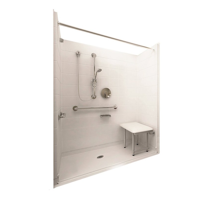 Ella 6033BF5P-DLX Deluxe Barrier Free Roll In Shower Kit - 60" x 33"