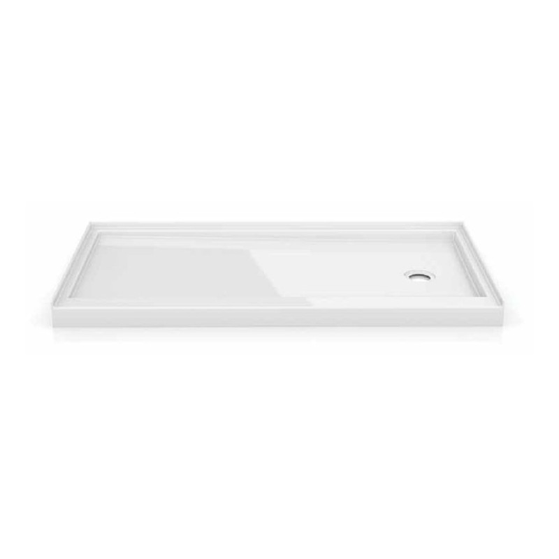Fleurco ABF6032 In-Line Rectangular Acrylic Single Threshold Shower Base with 3 Integrated Tile Flanges & Side Drain Position