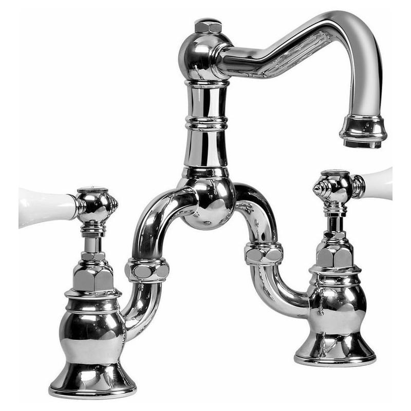 Graff G-4870-LC1 Canterbury Bridge Kitchen Faucet with Porcelain Lever Handles