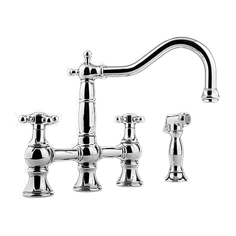 Graff G-4845-C2 Canterbury Bridge Kitchen Faucet with Metal Cross Handles