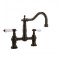 Graff G-4840-LC1 Canterbury Bridge Kitchen Faucet with Porcelain Lever Handles