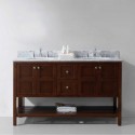 Winterfell 60" Double Bathroom Vanity in Cherry with Marble Top and Round Sink