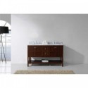 Winterfell 60" Double Bathroom Vanity in Cherry with Marble Top and Round Sink
