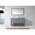 Winterfell 60" Double Bathroom Vanity in Grey with Marble Top and Round Sink with Mirror