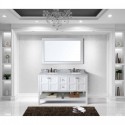 Winterfell 60" Double Bathroom Vanity in White with Marble Top and Round Sink with Mirror