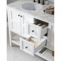 Winterfell 60" Double Bathroom Vanity in White with Marble Top and Round Sink with Mirror