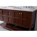 Winterfell 60" Double Bathroom Vanity in Cherry with Marble Top and Square Sink with Mirror
