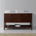 Winterfell 60" Double Bathroom Vanity in Cherry with Marble Top and Square Sink
