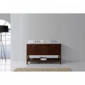 Winterfell 60" Double Bathroom Vanity in Cherry with Marble Top and Square Sink