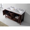 Winterfell 60" Double Bathroom Vanity in Cherry with Marble Top and Square Sink