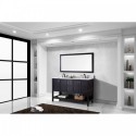 Winterfell 60" Double Bathroom Vanity in Espresso with Marble Top and Square Sink with Polished Chrome Faucet and Mirror