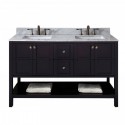 Winterfell 60" Double Bathroom Vanity in Espresso with Marble Top and Square Sink