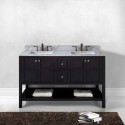 Winterfell 60" Double Bathroom Vanity in Espresso with Marble Top and Square Sink