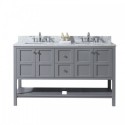 Winterfell 60" Double Bathroom Vanity in Grey with Marble Top and Square Sink