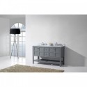 Winterfell 60" Double Bathroom Vanity in Grey with Marble Top and Square Sink