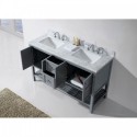 Winterfell 60" Double Bathroom Vanity in Grey with Marble Top and Square Sink