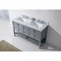 Winterfell 60" Double Bathroom Vanity in Grey with Marble Top and Square Sink