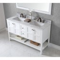 Winterfell 60" Double Bathroom Vanity in White with Marble Top and Square Sink with Mirror
