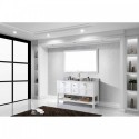 Winterfell 60" Double Bathroom Vanity in White with Marble Top and Square Sink with Brushed Nickel Faucet and Mirror