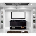 Winterfell 72" Double Bathroom Vanity in Espresso with Black Galaxy Granite Top and Square Sink with Mirror