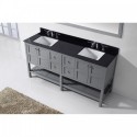 Winterfell 72" Double Bathroom Vanity in Grey with Black Galaxy Granite Top and Square Sink with Mirror