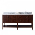 Winterfell 72" Double Bathroom Vanity in Cherry with Marble Top and Round Sink with Mirror