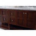Winterfell 72" Double Bathroom Vanity in Cherry with Marble Top and Round Sink with Mirror