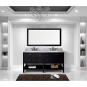 Winterfell 72" Double Bathroom Vanity in Espresso with Marble Top and Round Sink with Mirror