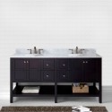Winterfell 72" Double Bathroom Vanity in Espresso with Marble Top and Round Sink