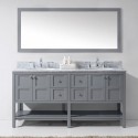 Winterfell 72" Double Bathroom Vanity in Grey with Marble Top and Round Sink with Mirror