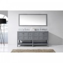 Winterfell 72" Double Bathroom Vanity in Grey with Marble Top and Round Sink with Mirror