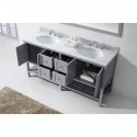 Winterfell 72" Double Bathroom Vanity in Grey with Marble Top and Round Sink with Mirror