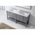 Winterfell 72" Double Bathroom Vanity in Grey with Marble Top and Round Sink with Mirror