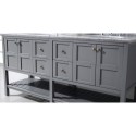 Winterfell 72" Double Bathroom Vanity in Grey with Marble Top and Round Sink with Mirror