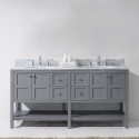 Winterfell 72" Double Bathroom Vanity in Grey with Marble Top and Round Sink