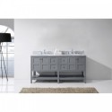 Winterfell 72" Double Bathroom Vanity in Grey with Marble Top and Round Sink