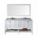 Winterfell 72" Double Bathroom Vanity in White with Marble Top and Round Sink with Mirror
