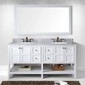 Winterfell 72" Double Bathroom Vanity in White with Marble Top and Round Sink with Mirror